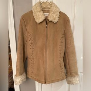 Liz Claiborne Suede jacket- faux fur size M